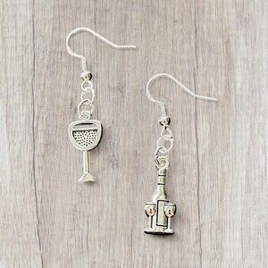Sterling Silver Wine Dangle Earrings
